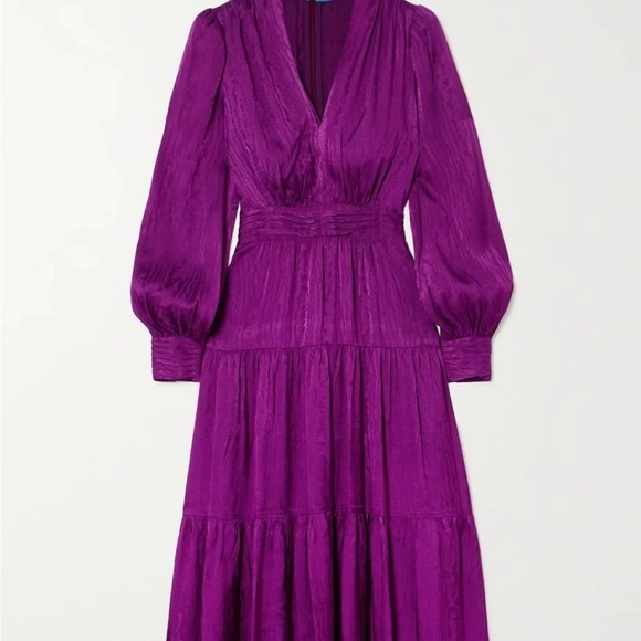 Sabina Musayev Dresses & Skirts - Sabina Musayev Ray Satin Jacquard Tiered Midi Dress Purple S